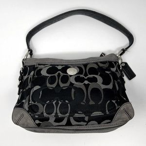 COACH Chelsea Optic Signature Logo Suede & Leather Trim 7035 Black/gray